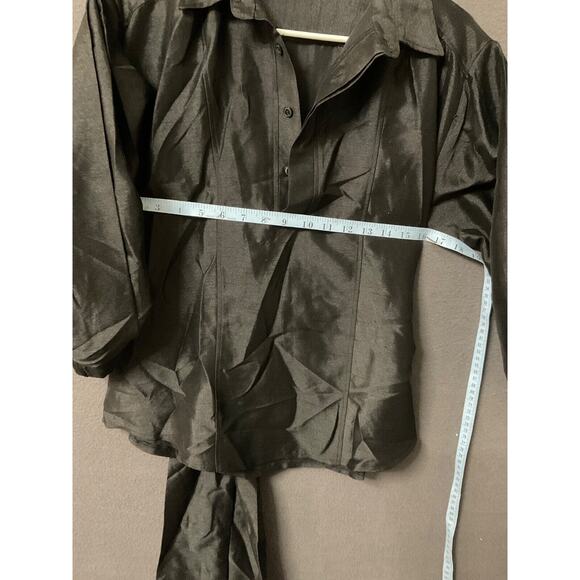 Amitie Black Polyester Blouse Lightweight Long Sleeve Size S Romantic Dark Goth - Picture 4 of 7